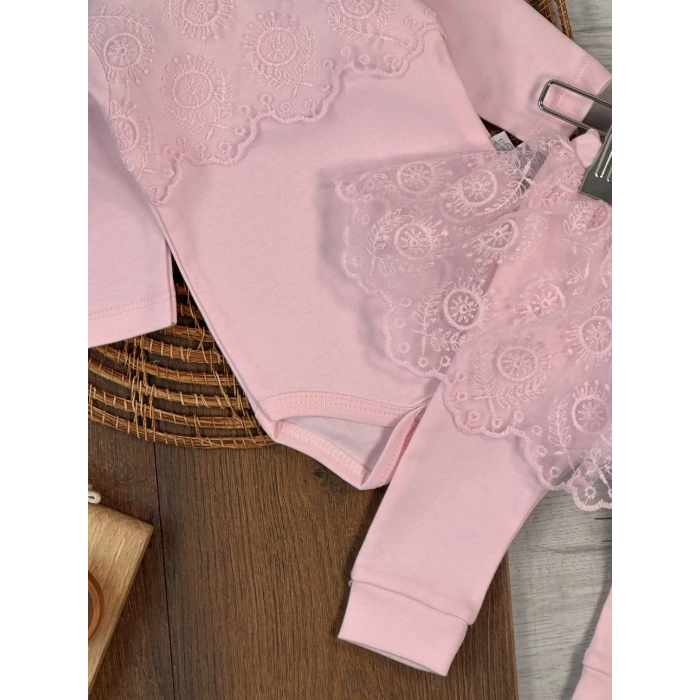 Pamuklu Uzun Kollu Kız Bebek 2li Takım