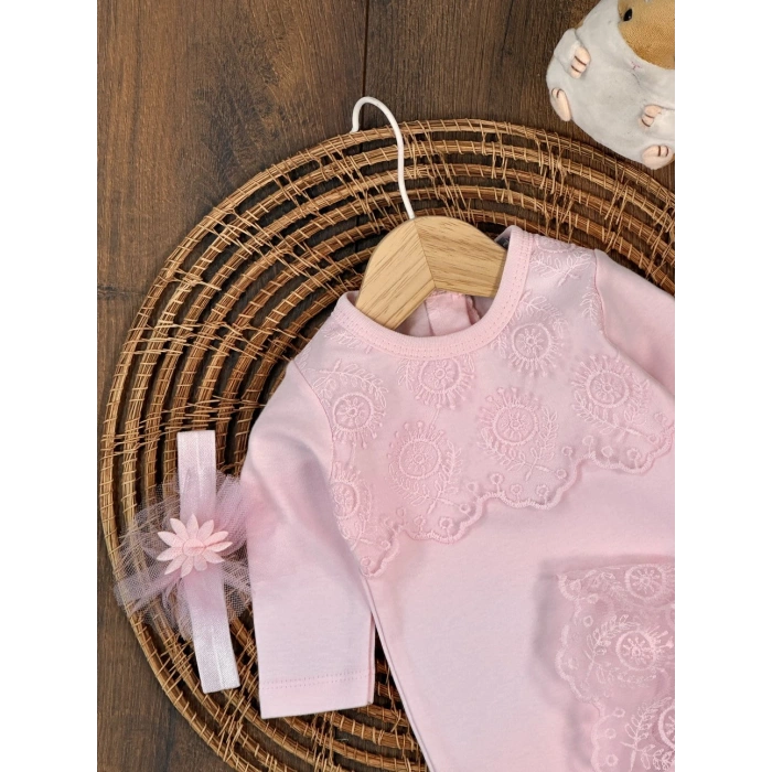 Pamuklu Uzun Kollu Kız Bebek 2li Takım