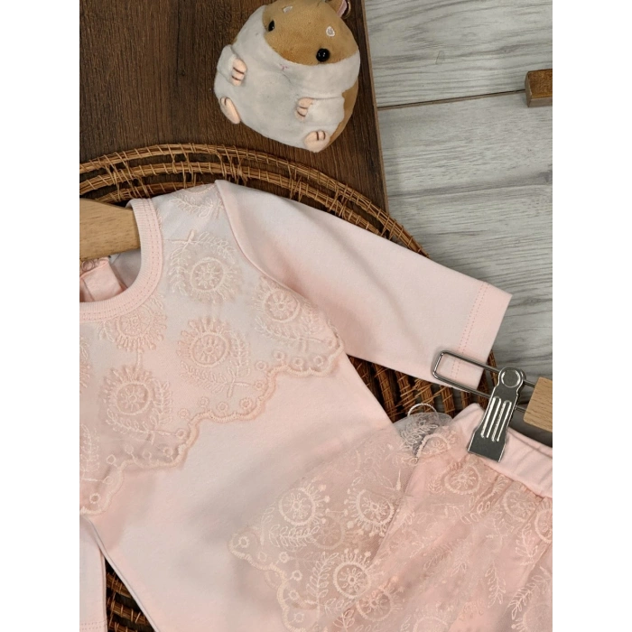 Pamuklu Uzun Kollu Kız Bebek 3lu Takım