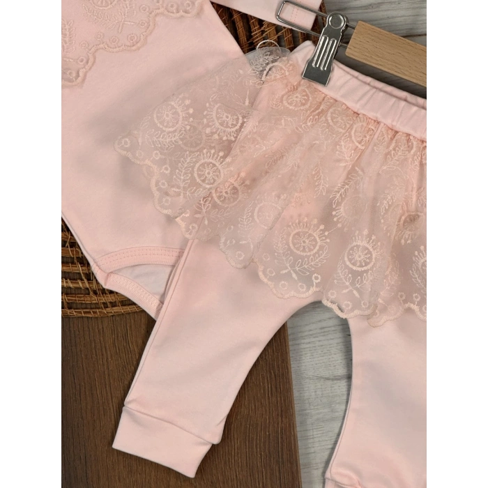 Pamuklu Uzun Kollu Kız Bebek 3lu Takım