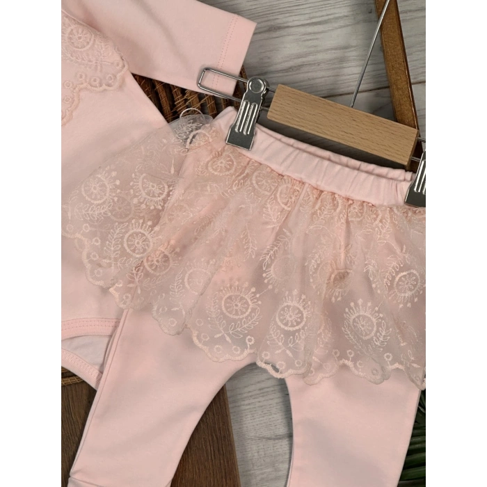 Pamuklu Uzun Kollu Kız Bebek 3lu Takım