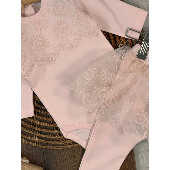 Pamuklu Uzun Kollu Kız Bebek 3lu Takım