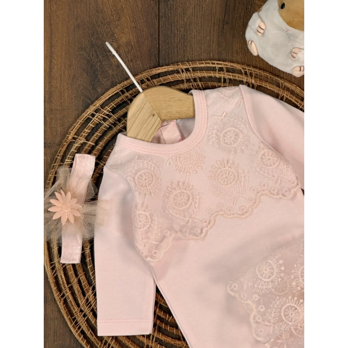 Pamuklu Uzun Kollu Kız Bebek 3lu Takım