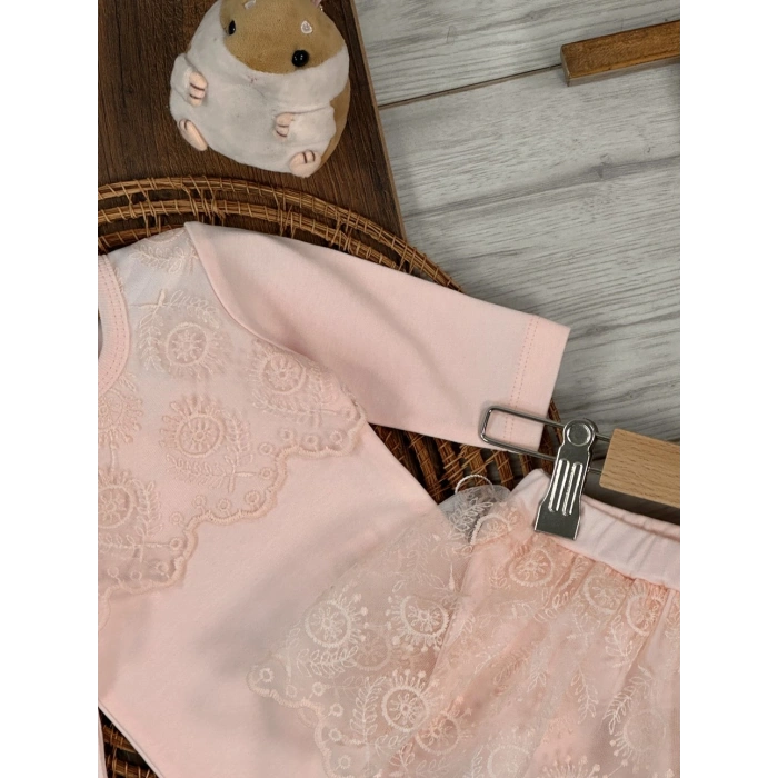 Pamuklu Uzun Kollu Kız Bebek 3lu Takım