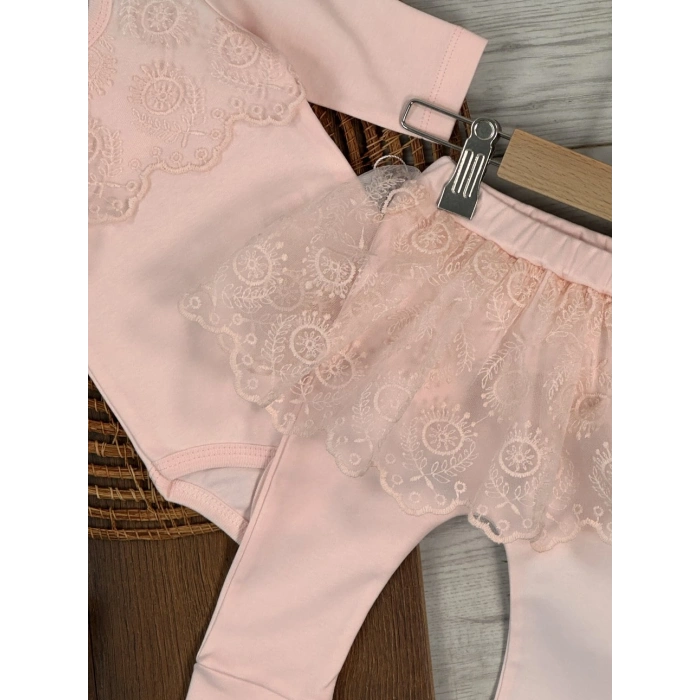 Pamuklu Uzun Kollu Kız Bebek 3lu Takım