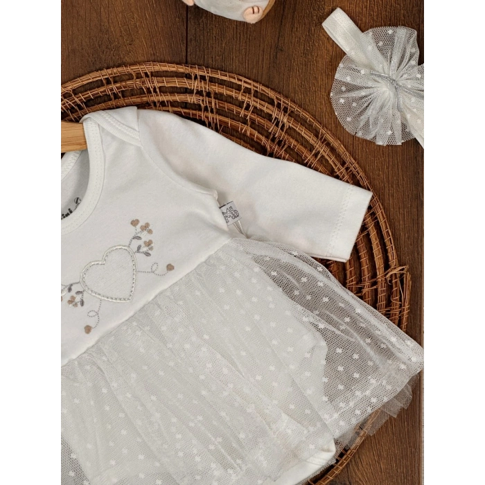 Pamuklu Uzun Kollu Kız Bebek Elbise