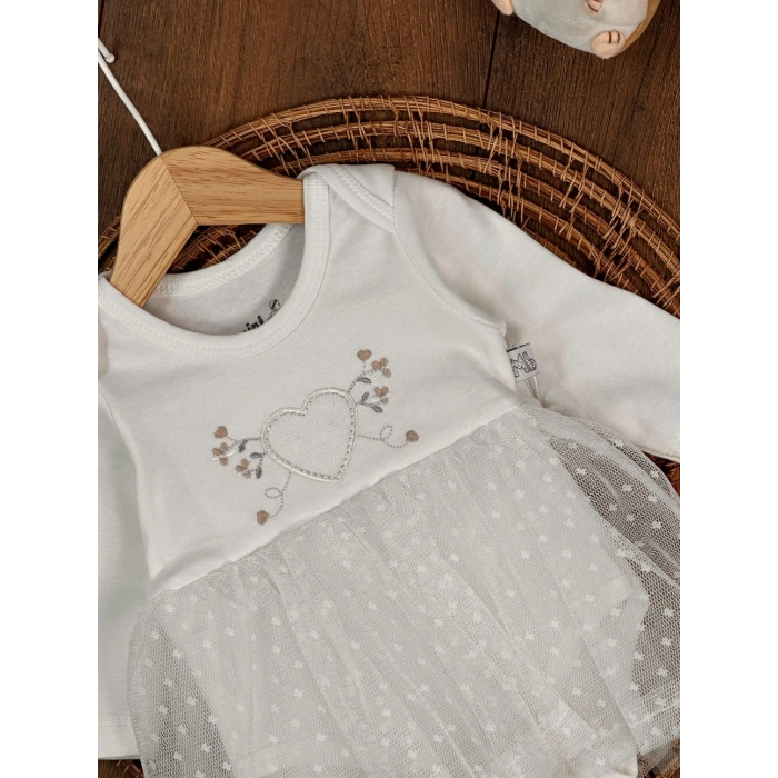 Pamuklu Uzun Kollu Kız Bebek Elbise