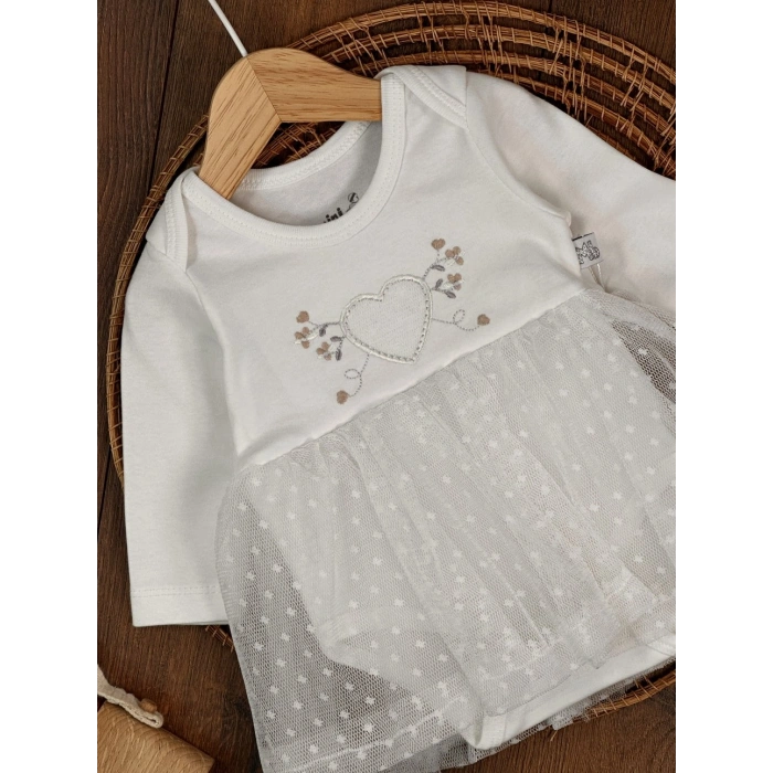 Pamuklu Uzun Kollu Kız Bebek Elbise