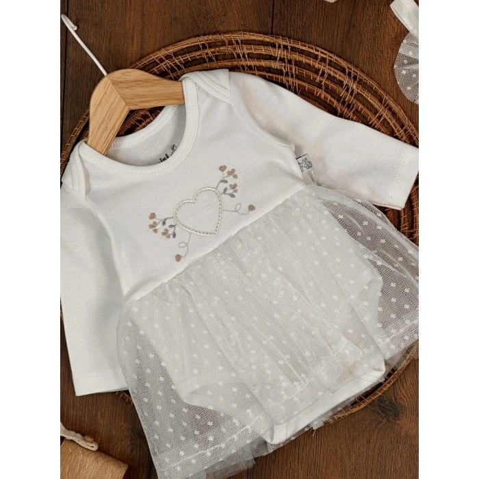 Pamuklu Uzun Kollu Kız Bebek Elbise