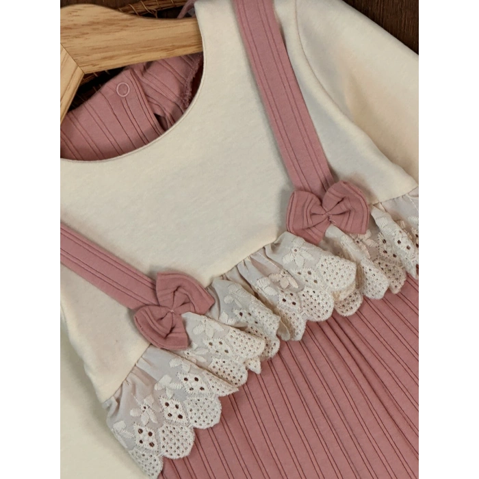 Pamuklu Uzun Kollu Kız Bebek Tulum