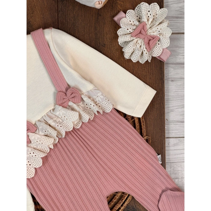 Pamuklu Uzun Kollu Kız Bebek Tulum