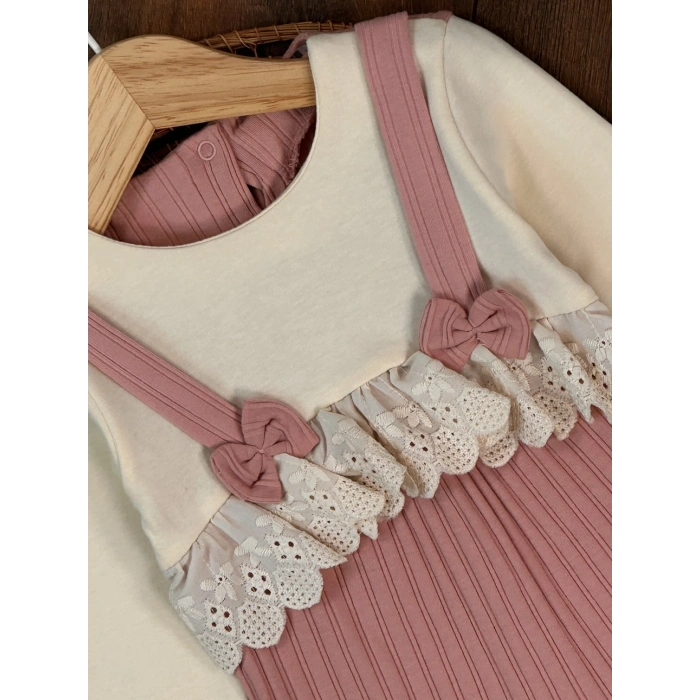 Pamuklu Uzun Kollu Kız Bebek Tulum