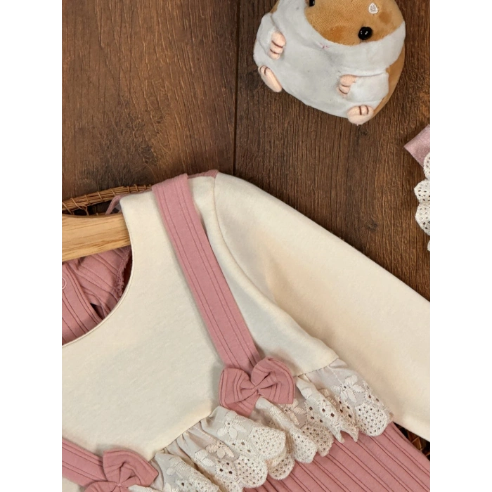 Pamuklu Uzun Kollu Kız Bebek Tulum