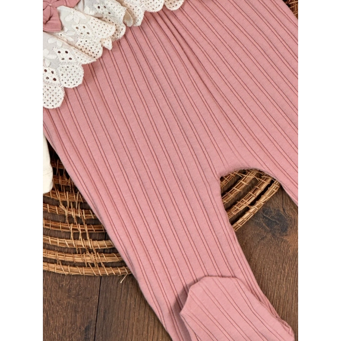 Pamuklu Uzun Kollu Kız Bebek Tulum