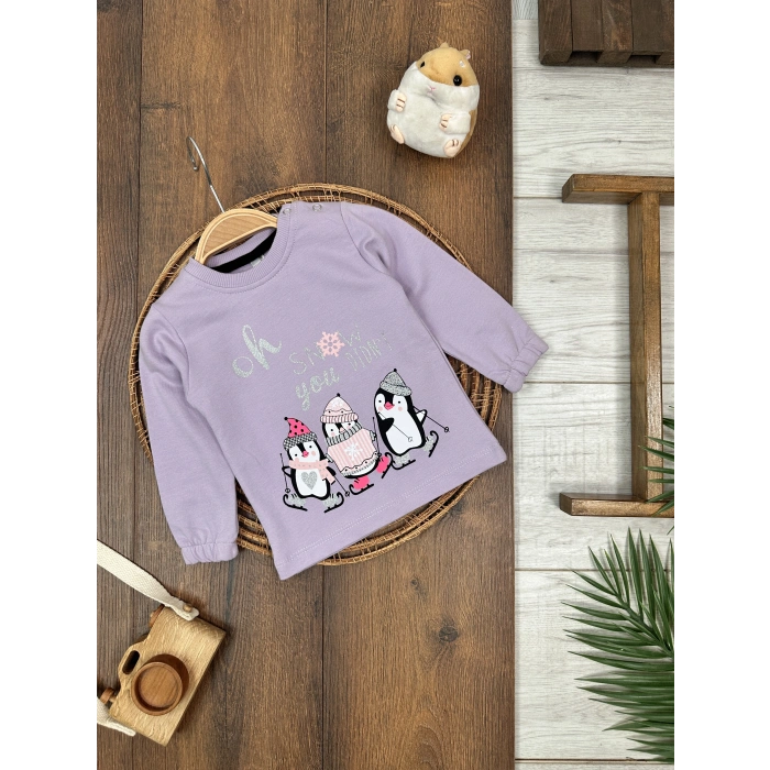 Pamuklu Uzun Kollu Kız Çocuk Tek Üst