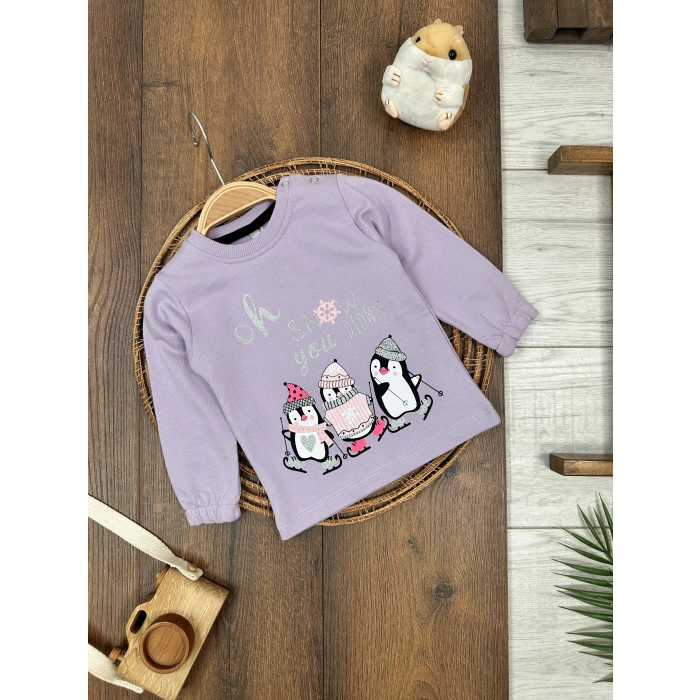 Pamuklu Uzun Kollu Kız Çocuk Tek Üst