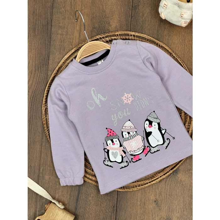 Pamuklu Uzun Kollu Kız Çocuk Tek Üst