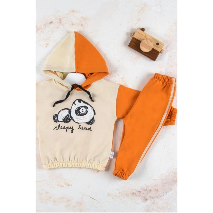 Panda Desenli Kapişonlu Erkek Bebek Takımı