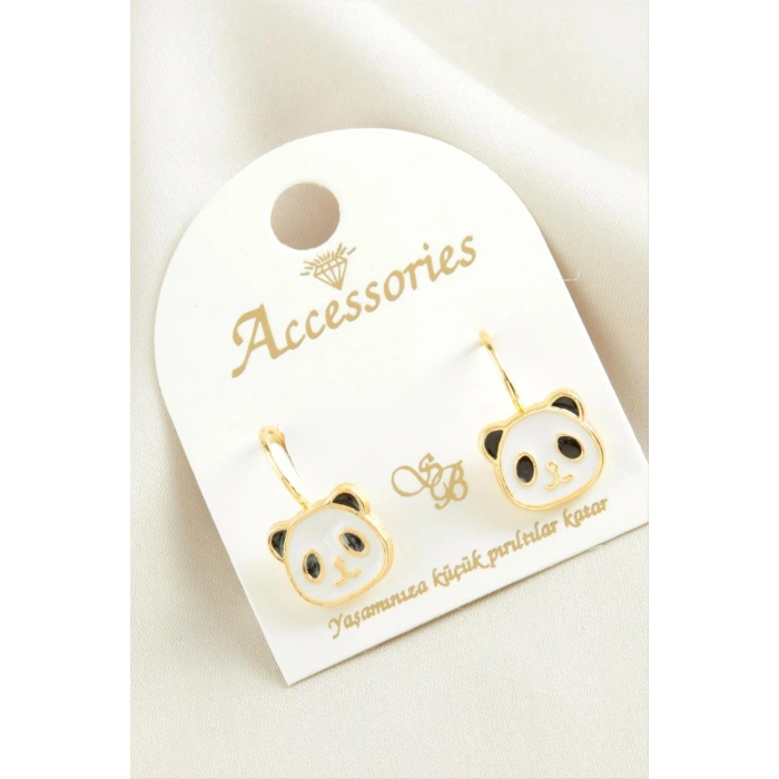 Panda Mineli Klipsi Küpe