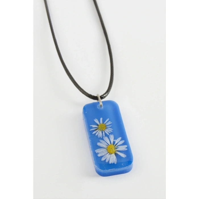 Papatya Dikdörtgen Epoksi Kolye