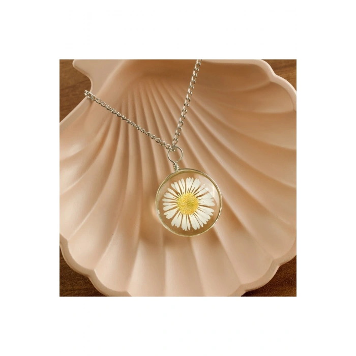 Papatya Epoksi Çelik Kolye