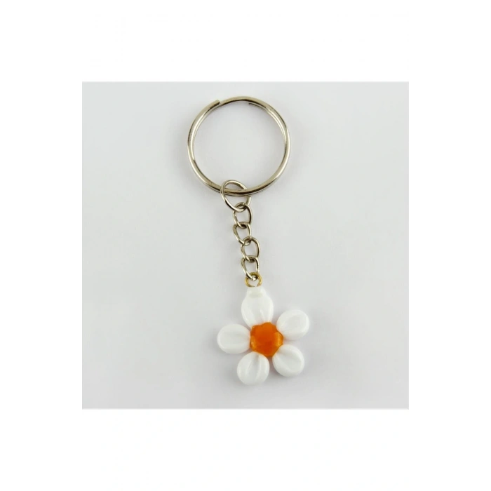 Papatya Figürlü Cam Anahtarlık