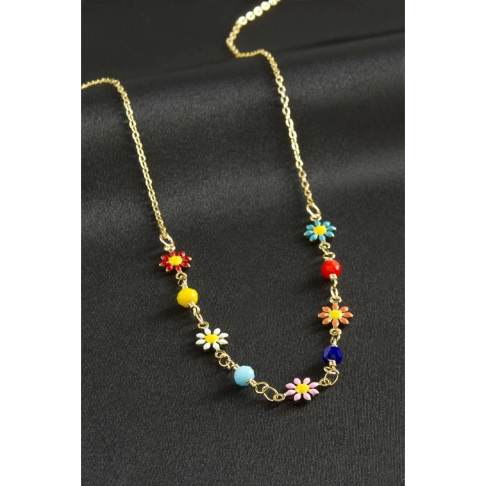 Papatya Kristal Taşlı Mineli Kolye