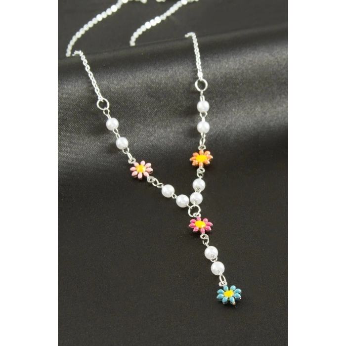 Papatya Mineli İnci Y Kolye