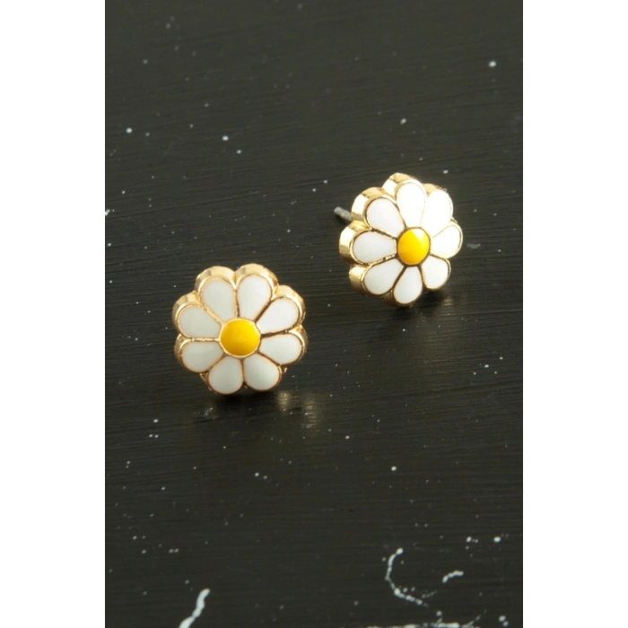 Papatya Mineli Minik Küpe