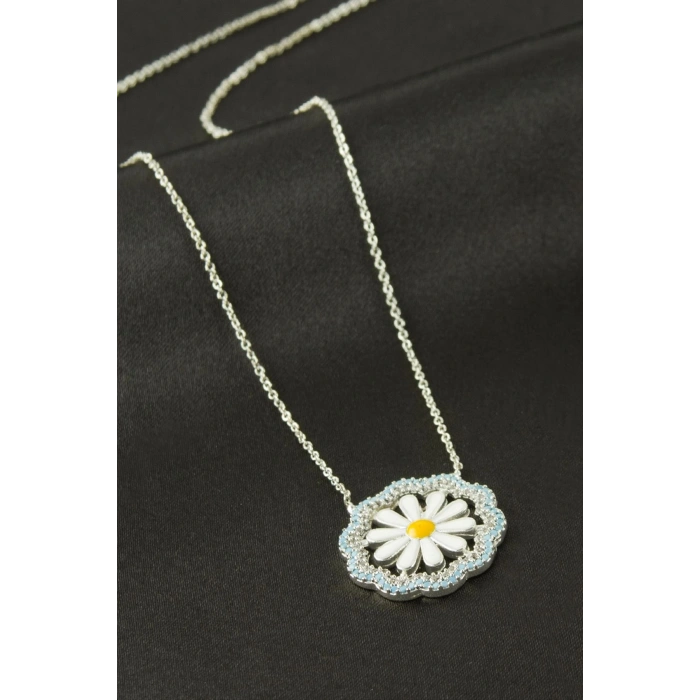 Papatya Mineli Zirkon Taşlı Kolye