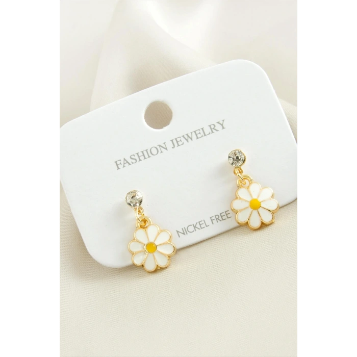 Papatya Taşlı Mineli Küpe