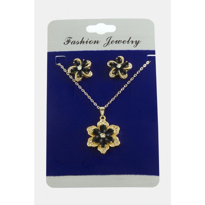 Papatya Zirkon Taşlı Set Kolye