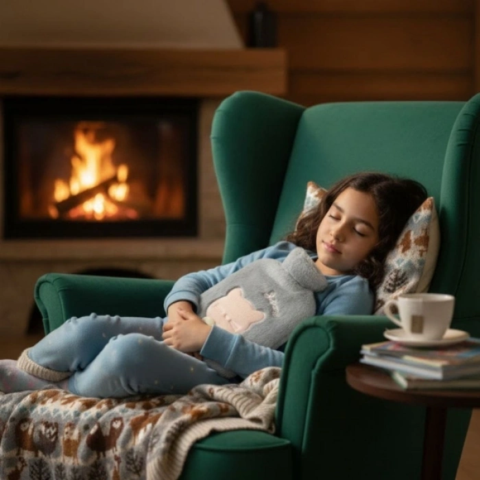 Papyonlu Kedi Figürlü Mavi Peluş Sıcak Su Torbası 1 Litre