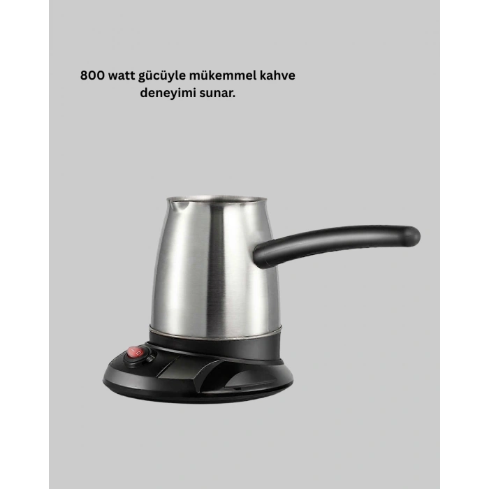 Paslanmaz Çelik Elektrikli Cezve 800w 6 Fincan Kapasiteli
