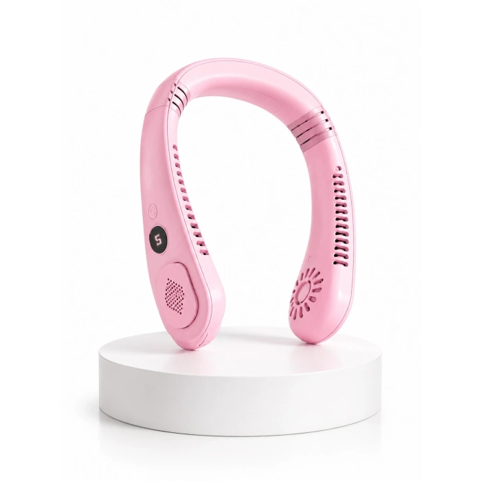 Pembe Boyun Fanı Kablosuz Taşınabilir Sessiz Çalışan Kişisel Serinletici Fan