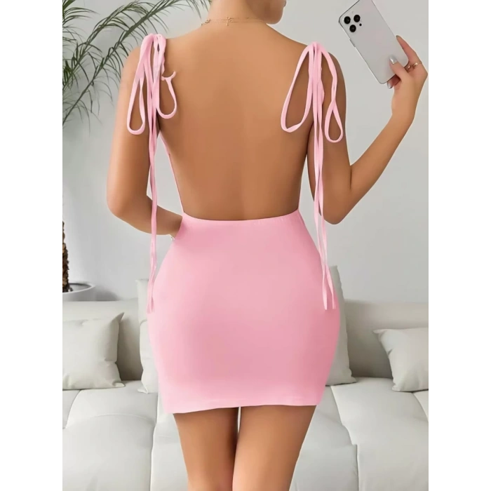 Pembe Fantezi Clup Elbisesi 6675