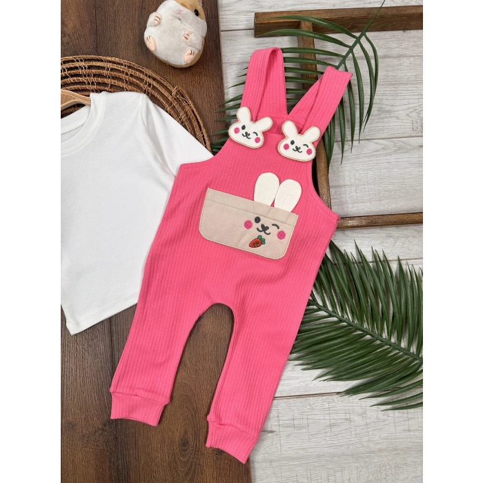 PEMBE KIZ ÇOCUK RAPORLU İNTERLOK KUMAŞ PAMUKLU 2 PARÇA BADİLİ KIZ BEBEK ÇOCUK TULUM