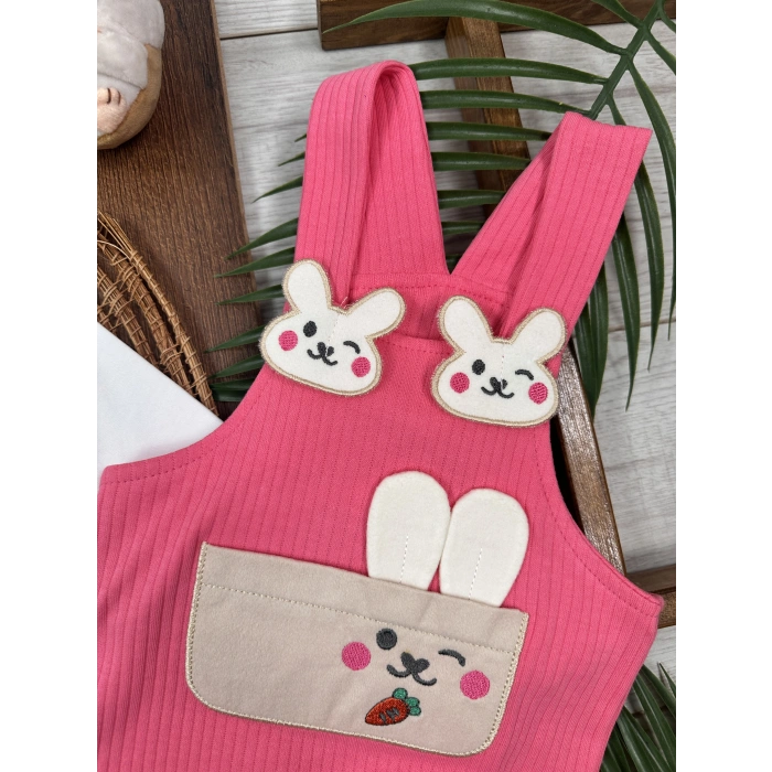 PEMBE KIZ ÇOCUK RAPORLU İNTERLOK KUMAŞ PAMUKLU 2 PARÇA BADİLİ KIZ BEBEK ÇOCUK TULUM