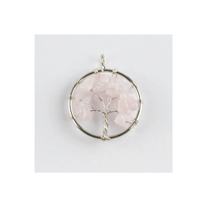 Pembe Kuvars Doğaltaş Kolye Ucu