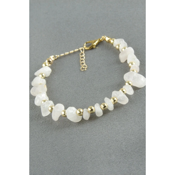 Pembe Kuvars Kırık Doğaltaş Bileklik