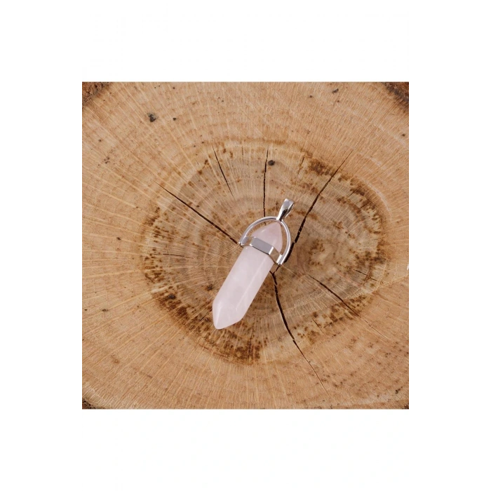 Pembe Kuvars Point Kolye Ucu