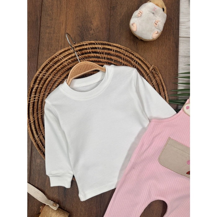 PEMBE LASTİKLİ PAÇA, PAMUKLU, DESENLİ, MEVSİMLİK, GÜNLÜK, KIZ ÇOCUK & BEBEK TULUM