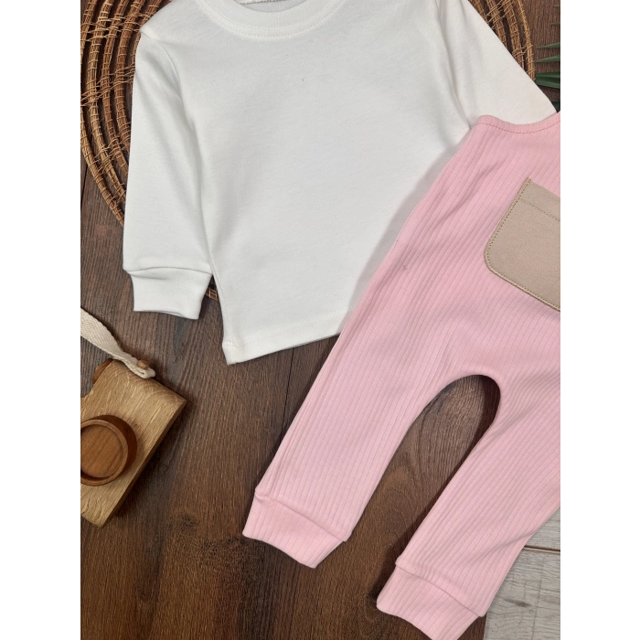 PEMBE LASTİKLİ PAÇA, PAMUKLU, DESENLİ, MEVSİMLİK, GÜNLÜK, KIZ ÇOCUK & BEBEK TULUM