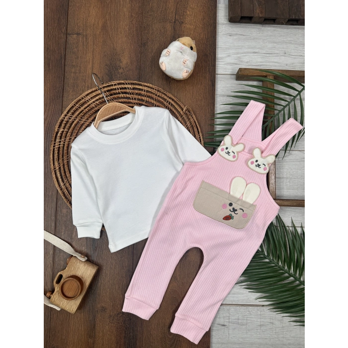 PEMBE LASTİKLİ PAÇA, PAMUKLU, DESENLİ, MEVSİMLİK, GÜNLÜK, KIZ ÇOCUK & BEBEK TULUM