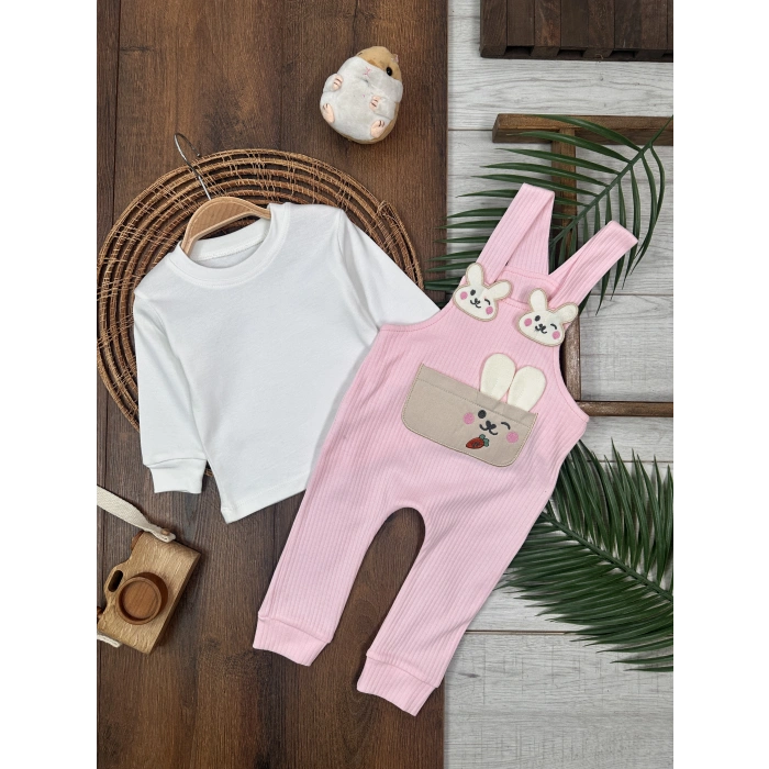 PEMBE LASTİKLİ PAÇA, PAMUKLU, DESENLİ, MEVSİMLİK, GÜNLÜK, KIZ ÇOCUK & BEBEK TULUM