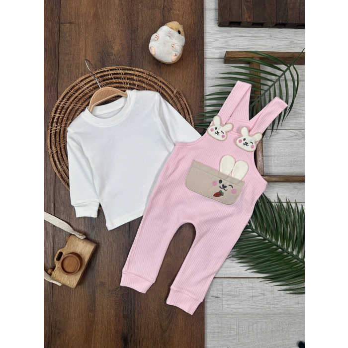 PEMBE LASTİKLİ PAÇA, PAMUKLU, DESENLİ, MEVSİMLİK, GÜNLÜK, KIZ ÇOCUK & BEBEK TULUM