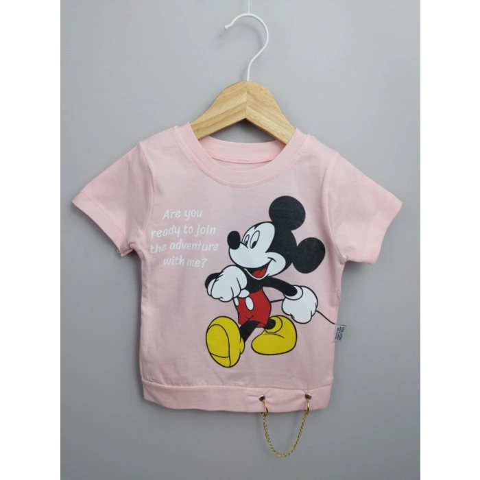 PEMBE LASTİKLİ PAÇA, PAMUKLU, YAZLIK, GÜNLÜK, KIZ ÇOCUK & BEBEK  ALT ÜST TAKIM