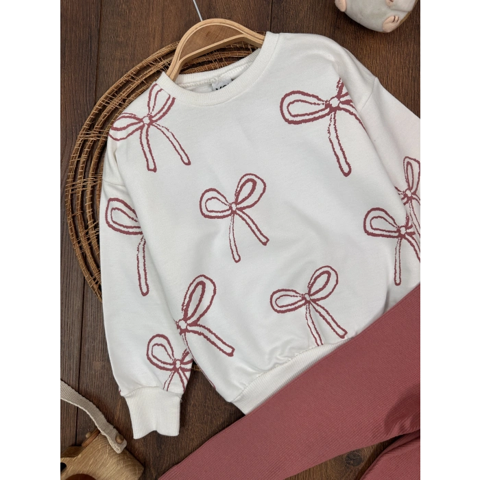 PEMBE RENK BİSİKLET YAKA PAÇALARI LASTİKLİ BELİ LASTİKLİ 2 PARÇA KIZ BEBEK ALT ÜST TAKIM