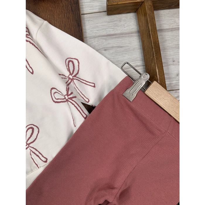 PEMBE RENK BİSİKLET YAKA PAÇALARI LASTİKLİ BELİ LASTİKLİ 2 PARÇA KIZ BEBEK ALT ÜST TAKIM