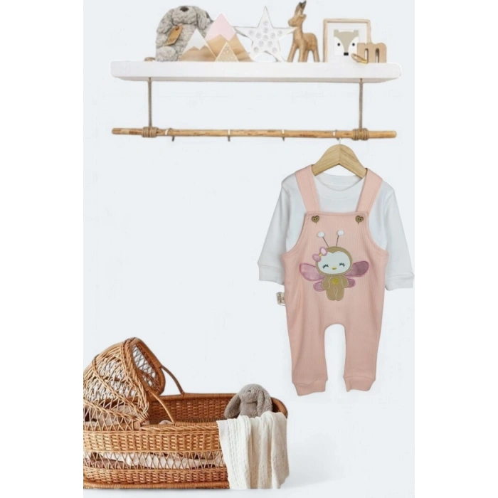 Pembe Renk Kız Bebek & Çocuk Pamuklu 2 Parça Tulum